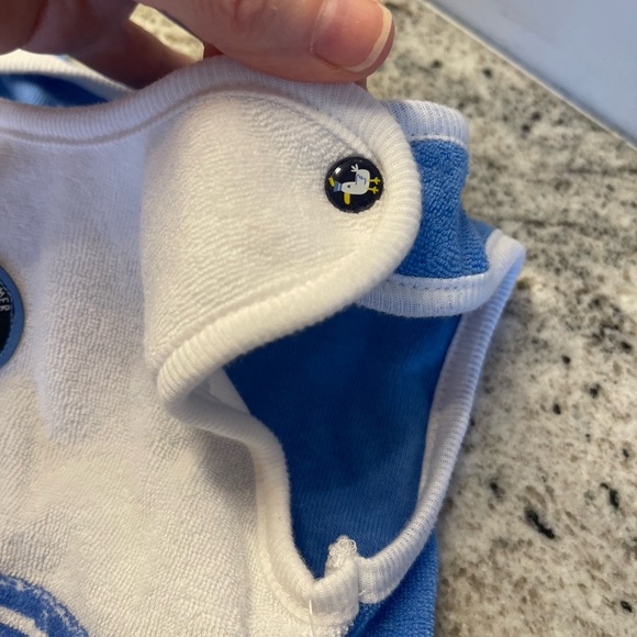 NWT French Blue and White French Terry Romper size 6-12 months with Matching Hat - Picture 3 of 3